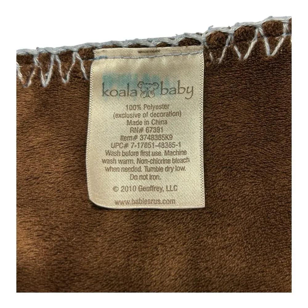 Koala Baby Blanket “My Best Friend” Blue Brown Puppy Dog Stitched Edge Minky